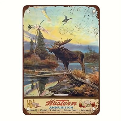 Plåtskylt - Älg & Western Ammunition