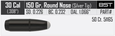 Nosler Ballistic Silvertip 30-30 (.308") RN 150 grain