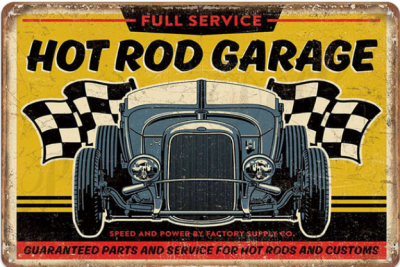 Plåtskylt-Hot Rod Garage