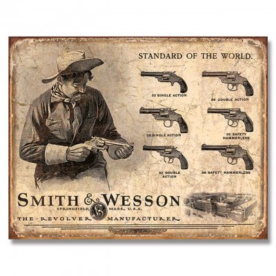 Plåtskylt - Smith & Wesson Revolvers